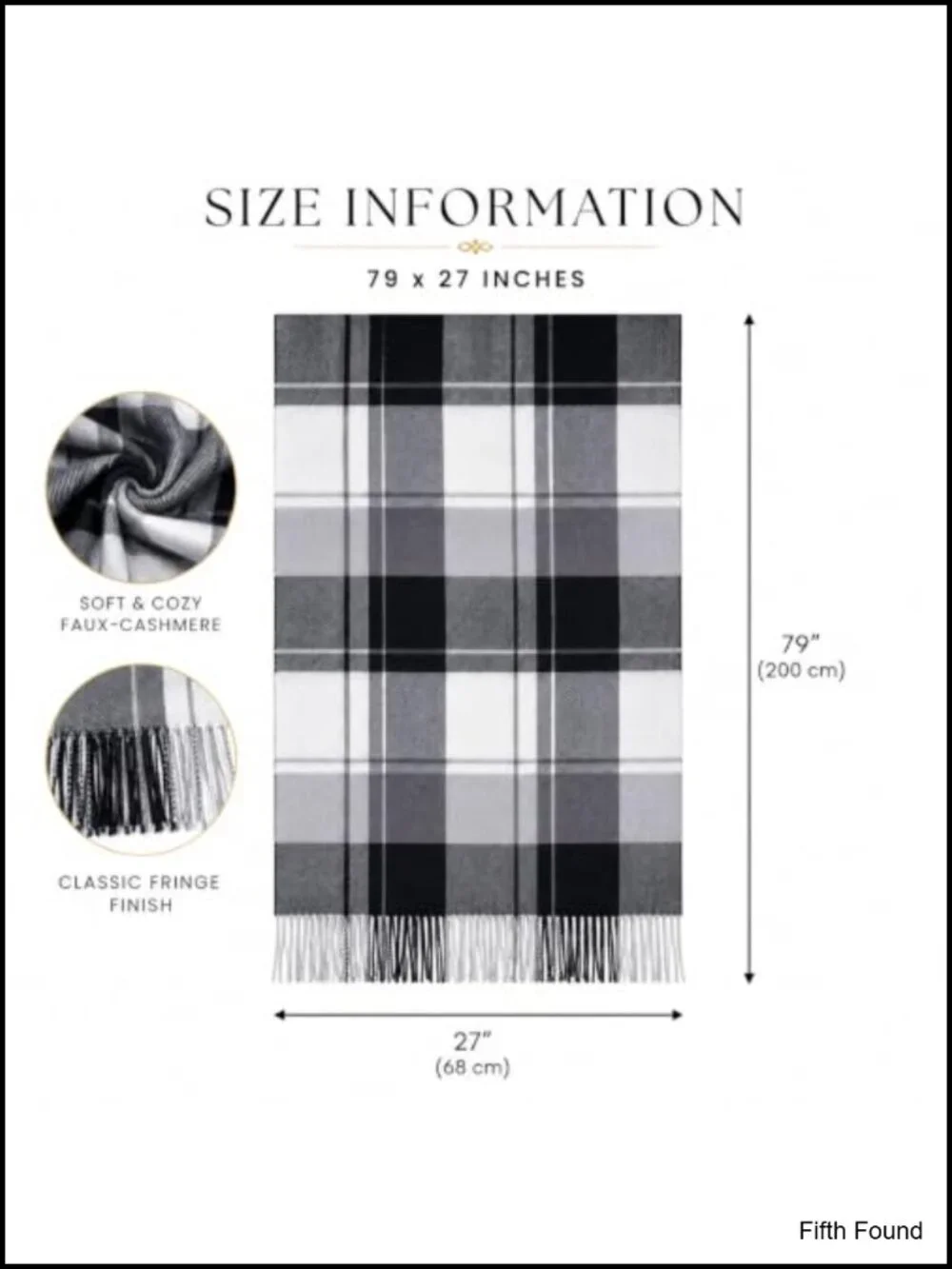 Women's Plaid Winter Scarf Large Soft Warm Polyester Wrap Shawl